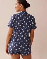 Cat Print Shirt PJ Set