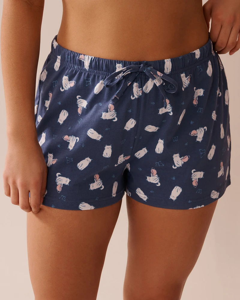 Cat Print Shirt PJ Set