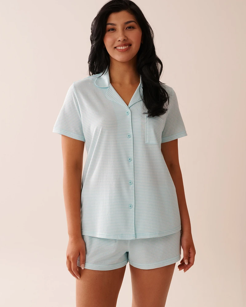Stripe Print Shirt PJ Set