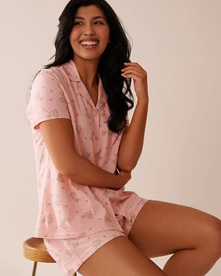 Rabbit Print Shirt PJ Set