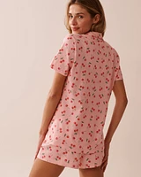 Cherry Print Shirt PJ Set