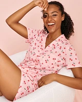 Cherry Print Shirt PJ Set