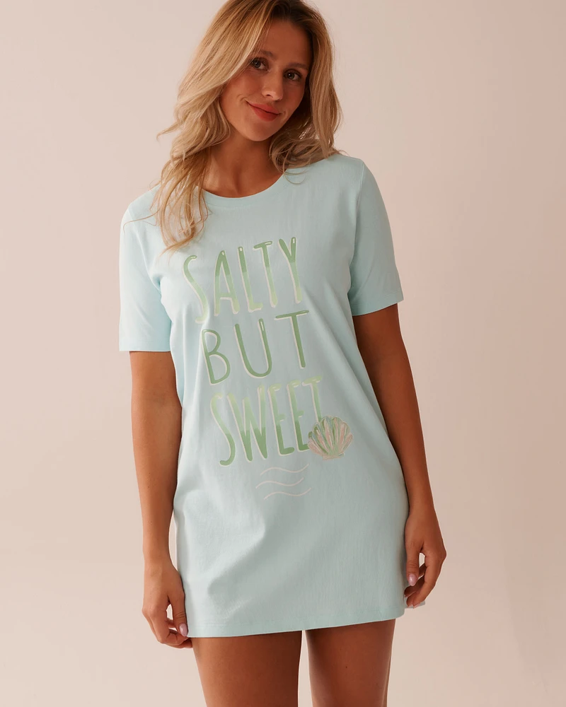 Chemise de nuit en coton imprimé coquillage