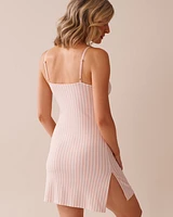 Pink Stripe Lace Trim Super Soft Nightie