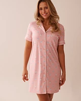 Chemise de nuit boutonnée ultra douce imprimé goéland