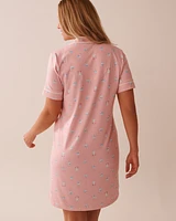 Chemise de nuit boutonnée ultra douce imprimé goéland