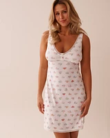 Snail Print Lace Trim Super Soft Nightie