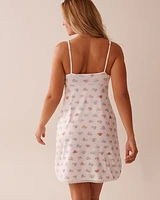 Snail Print Lace Trim Super Soft Nightie