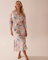 Kimono ultra doux imprimé fleurs aquarelle
