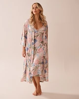 Kimono ultra doux imprimé fleurs aquarelle