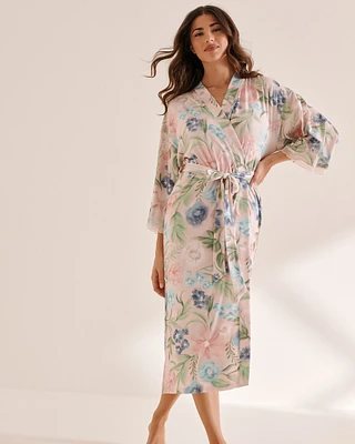 Kimono ultra doux imprimé fleurs aquarelle