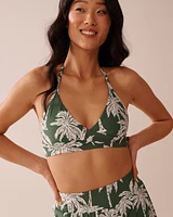 KHAKI PALM Criss-Cross Triangle Bikini Top