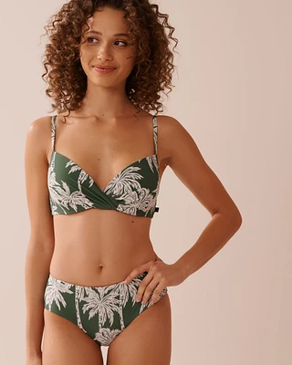 KHAKI PALM Plunge Bikini Top