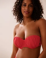 HIBISCUS Recycled Fibers D Cup Shirred Bandeau Bikini Top