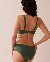 Haut de bikini plongeant bonnet D en fibres recyclées KHAKI
