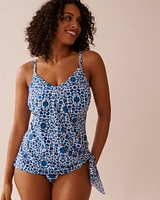 MEDITERRANEAN TILE D Cup Knotted Tankini Top