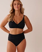 Bas de bikini taille haute drapée BLACK