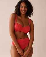 Bas de bikini taille mi-haute drapée en fibres recyclées HIBISCUS