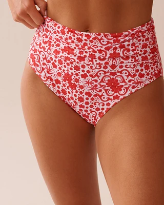 Bas de bikini taille haute drapée MEDITERRANEAN TILE