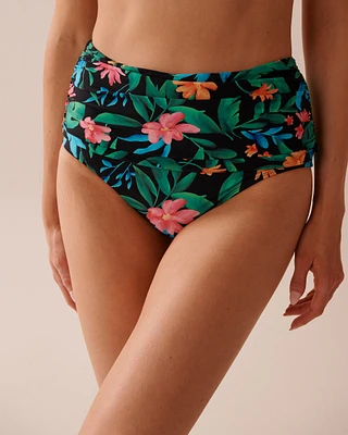 Bas de bikini taille haute drapée MIDNIGHT TROPICS
