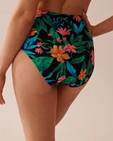 Bas de bikini taille haute drapée MIDNIGHT TROPICS