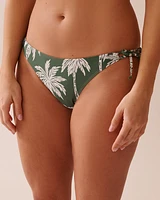 Bas de bikini brésilien noué aux hanches KHAKI PALM