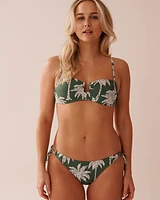 Bas de bikini brésilien noué aux hanches KHAKI PALM