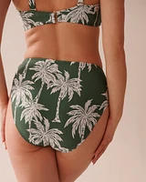 KHAKI PALM Draped Mid Waist Bikini Bottom