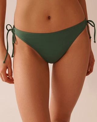 KHAKI Recycled Fibers Side Tie Brazilian Bikini Bottom