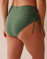 KHAKI Recycled Fibers Side Tie High Waist Bikini Bottom