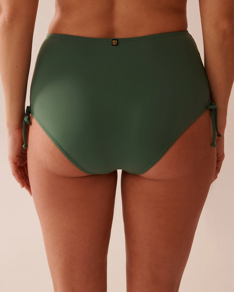 KHAKI Recycled Fibers Side Tie High Waist Bikini Bottom