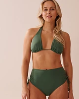 KHAKI Recycled Fibers Side Tie High Waist Bikini Bottom