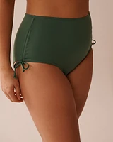 KHAKI Recycled Fibers Side Tie High Waist Bikini Bottom