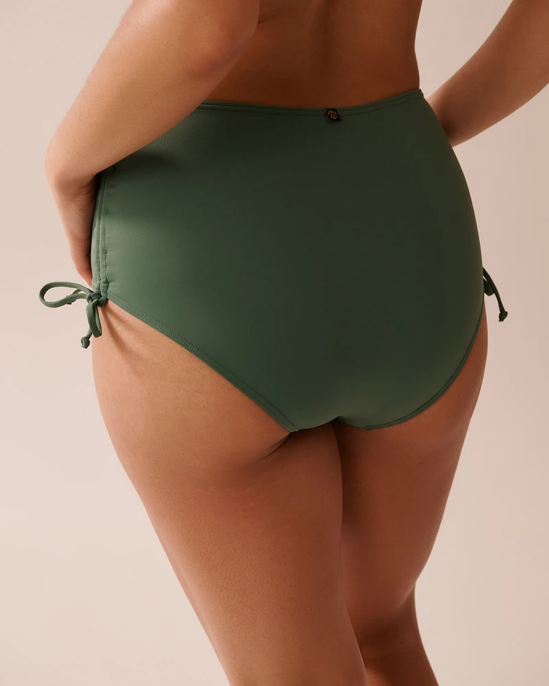 KHAKI Recycled Fibers Side Tie High Waist Bikini Bottom