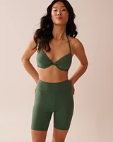 Short de bain long à taille haute en fibres recyclées KHAKI