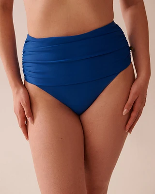 Bas de bikini taille haute drapée en fibres recyclées ROYAL BLUE