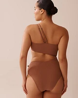 TERRACOTTA Textured Cut-out One Shoulder One-piece Swimsuit