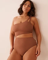 TERRACOTTA Textured Cut-out One Shoulder One-piece Swimsuit