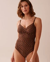 TERRACOTTA GEOMETRIC Crossed One-piece Swimsuit