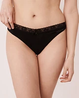 Culotte tanga jersey doux et bande de dentelle