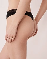 Culotte tanga jersey doux et bande de dentelle