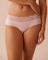 Lace Trim Ribbed Hiphugger Panty