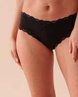 Culotte cheeky coton et bordure de dentelle