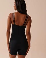 Combinaison buste ouvert mi-cuisse maintien modéré en microfibre