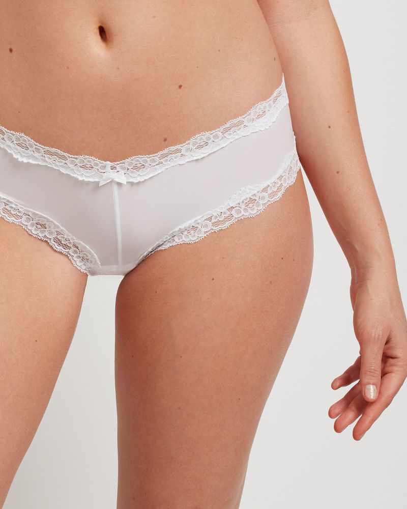 Ardene Contrast Lace Cheeky Panty in Blush, Size, Nylon/Spandex, Microfiber
