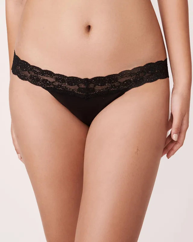 Cotton and Lace Trim Cheeky Panty