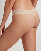 Cotton and Lace Band Thong Panty