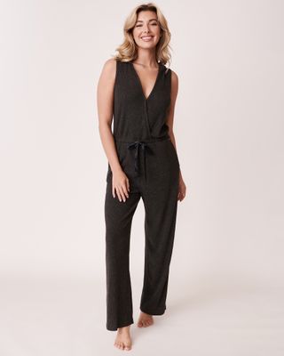 Ribbed Hooded Jumpsuit