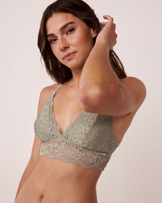 Lace and Mesh Racerback Long Bralette
