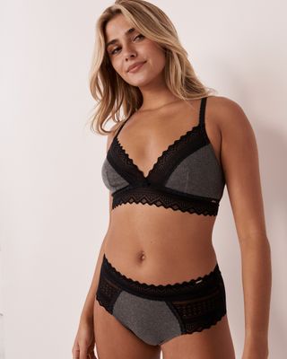 Lace Trim Ribbed Bralette
